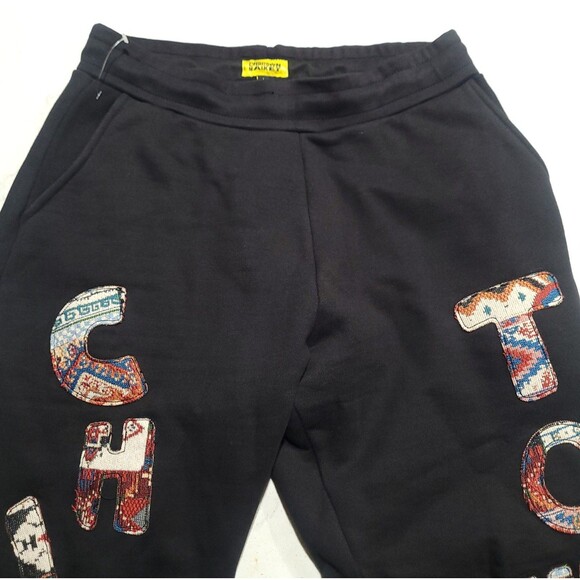 Chinatown Market Aztec Patchwork 3D Logo Black Sweatpants Men's Large NWOT - Picture 4 of 8